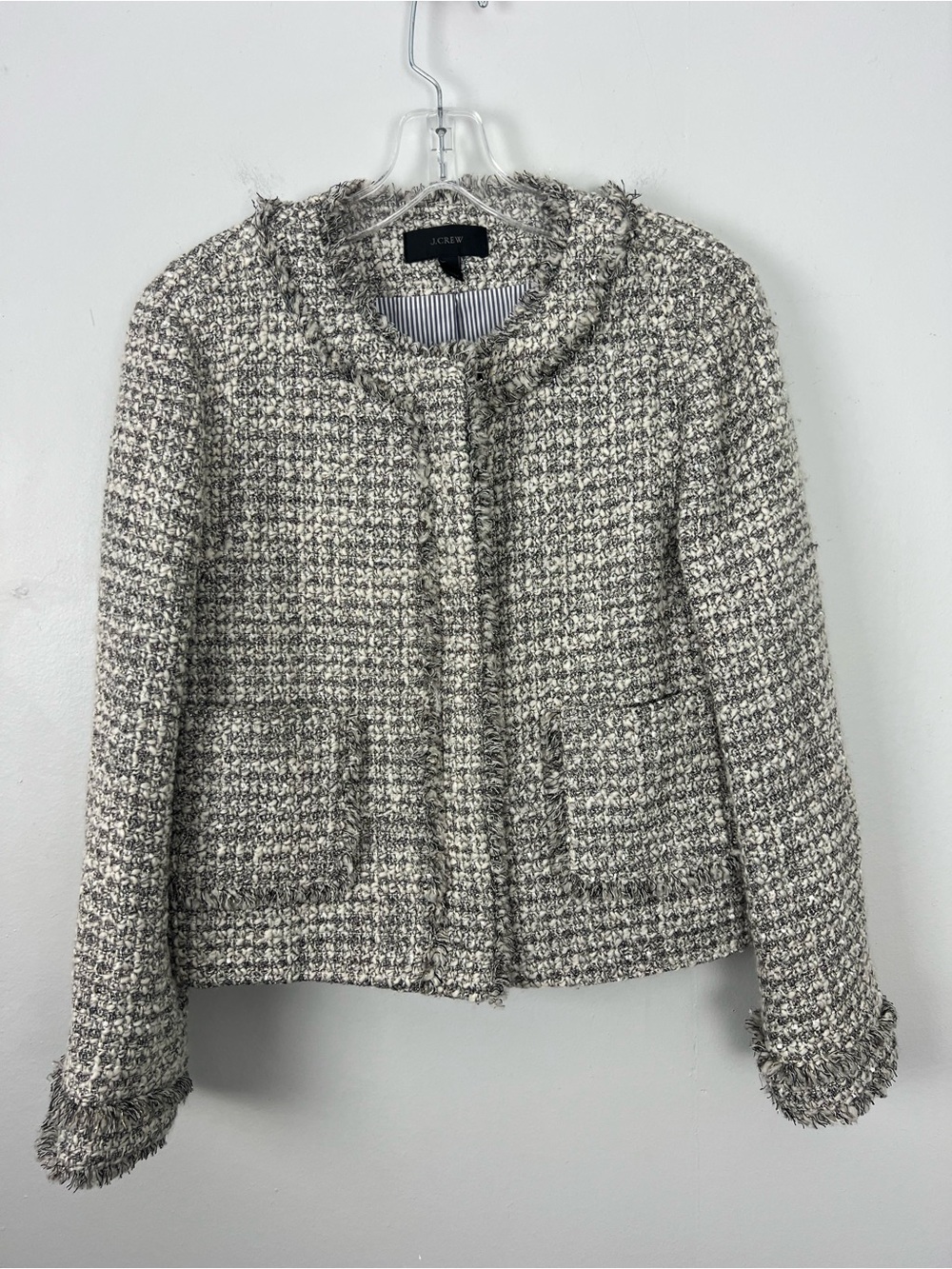 J. Crew Tweed Boucle Collarless Blazer